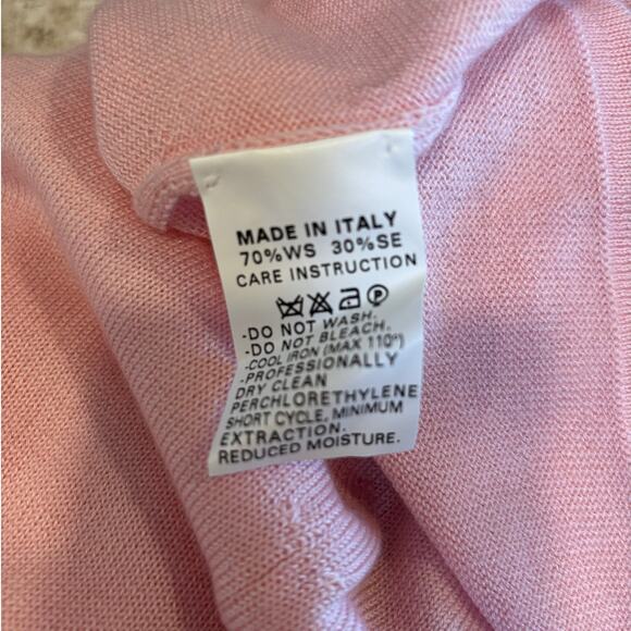 Oscar de la Renta Womens Pink Wool Cashmere Silk Blend Short Sleeve Top L NWOT - Picture 5 of 6